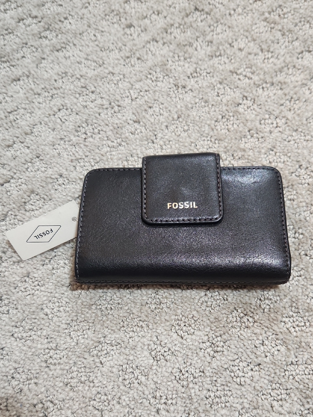 Fossil Madison Multi Black Cowhide Leather Fold Wallet New With Tag
